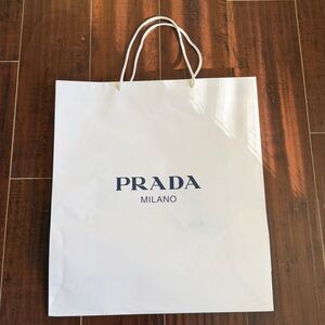 Large New PRADA Tote Shopping Bag with White Handles
